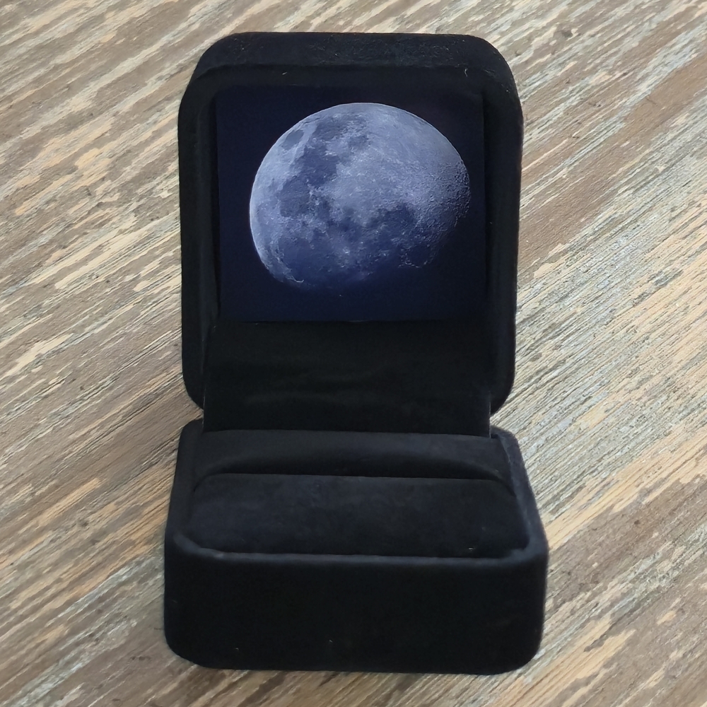 Valentine's Day Gift For Her | Moon Velvet Ring Box | Hand-Created Photo Art Box